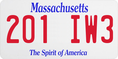 MA license plate 201IW3