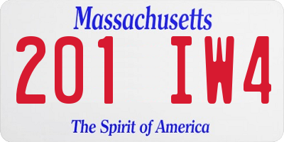 MA license plate 201IW4