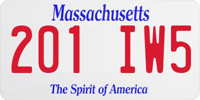 MA license plate 201IW5
