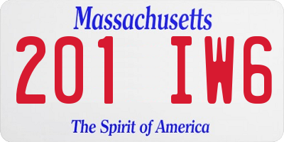 MA license plate 201IW6