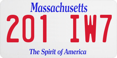 MA license plate 201IW7