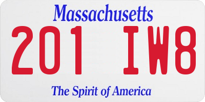 MA license plate 201IW8