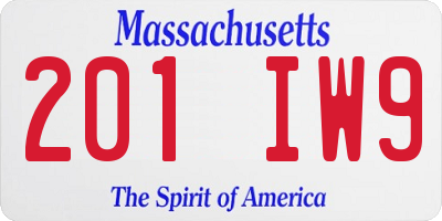 MA license plate 201IW9
