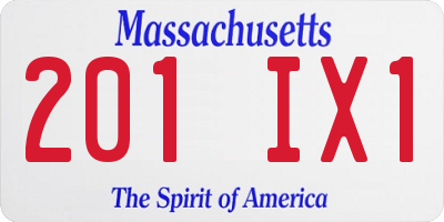 MA license plate 201IX1