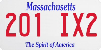 MA license plate 201IX2
