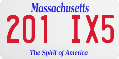 MA license plate 201IX5