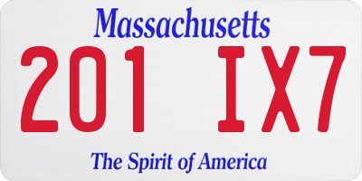 MA license plate 201IX7