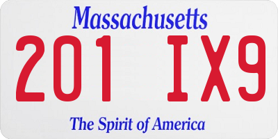 MA license plate 201IX9
