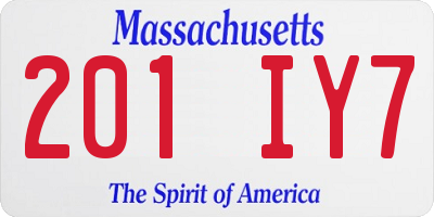 MA license plate 201IY7