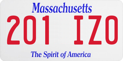 MA license plate 201IZ0