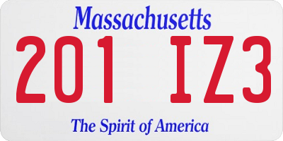 MA license plate 201IZ3