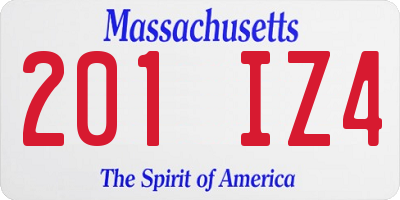 MA license plate 201IZ4