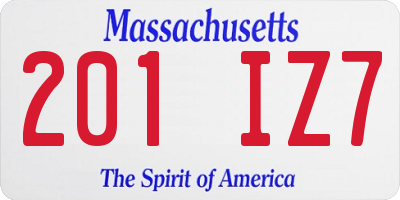 MA license plate 201IZ7