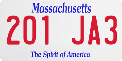 MA license plate 201JA3