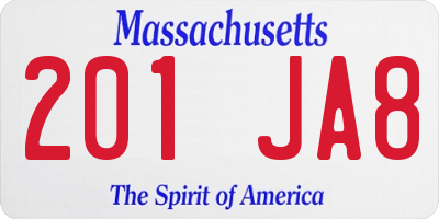 MA license plate 201JA8