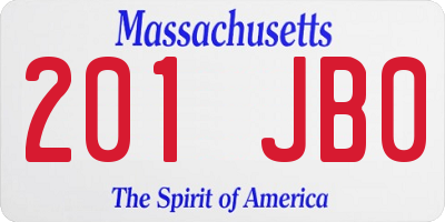 MA license plate 201JB0
