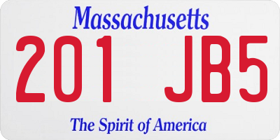 MA license plate 201JB5