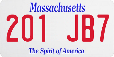 MA license plate 201JB7