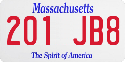 MA license plate 201JB8