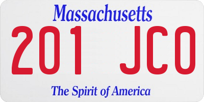 MA license plate 201JC0
