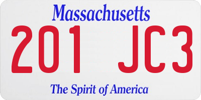 MA license plate 201JC3