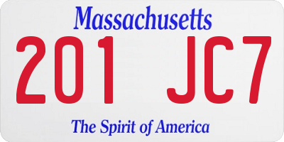 MA license plate 201JC7