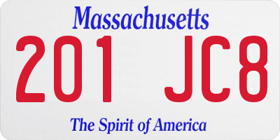 MA license plate 201JC8