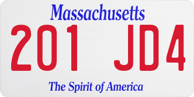 MA license plate 201JD4