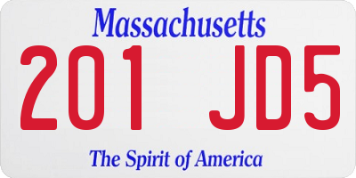 MA license plate 201JD5