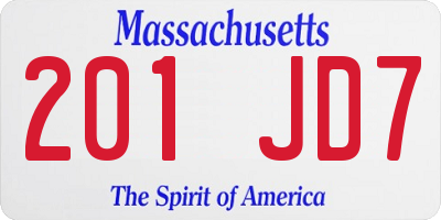 MA license plate 201JD7