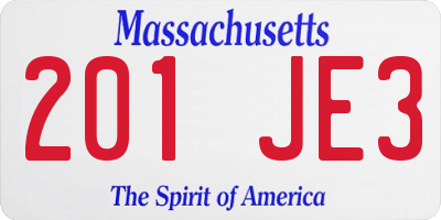 MA license plate 201JE3