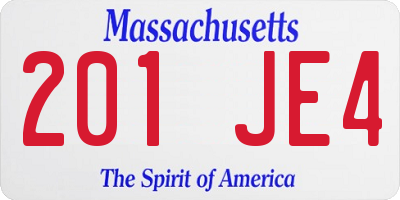 MA license plate 201JE4