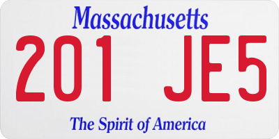 MA license plate 201JE5