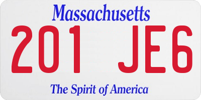MA license plate 201JE6