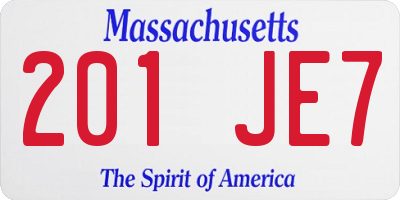 MA license plate 201JE7