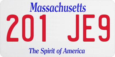 MA license plate 201JE9