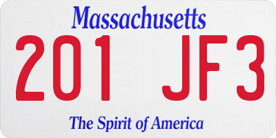 MA license plate 201JF3