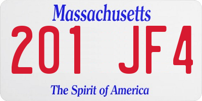 MA license plate 201JF4