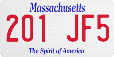 MA license plate 201JF5