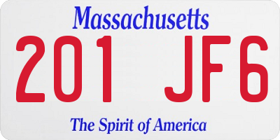 MA license plate 201JF6