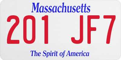 MA license plate 201JF7