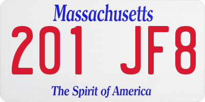 MA license plate 201JF8