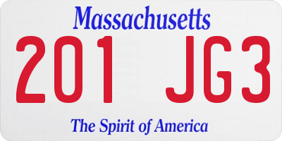 MA license plate 201JG3