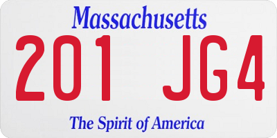 MA license plate 201JG4