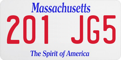 MA license plate 201JG5