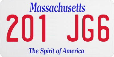 MA license plate 201JG6
