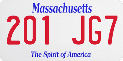 MA license plate 201JG7