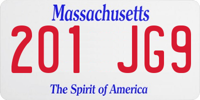 MA license plate 201JG9