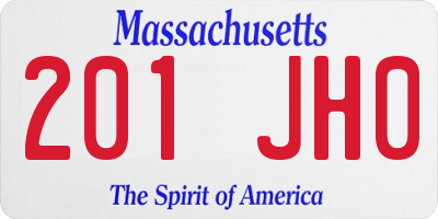 MA license plate 201JH0