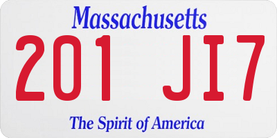 MA license plate 201JI7